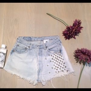 ~LF studded LEVIS shorts with tint of purple/blue!